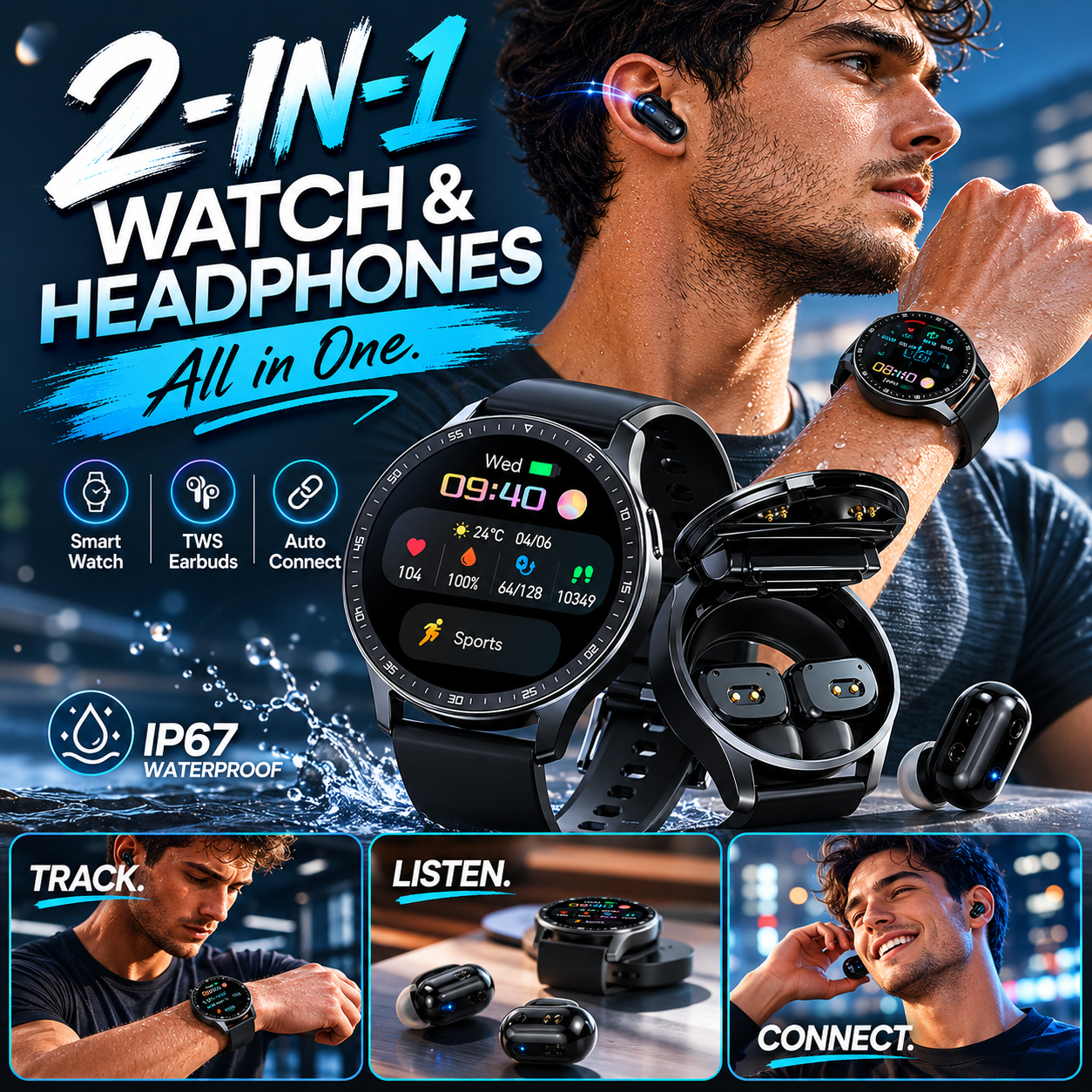 🔥2026 Hot Sale⌚2-in-1 smartwatch with built-in wireless earbuds 🎧️