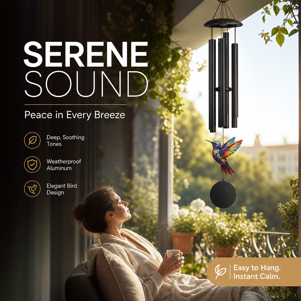 🎵 LIMITED-TIME 50% OFF! 💐 Vintage Metal Wind Chimes | Elegant Black Aluminium Garden Decor with Bird & Butterfly Accents for Patio & Porch🔔