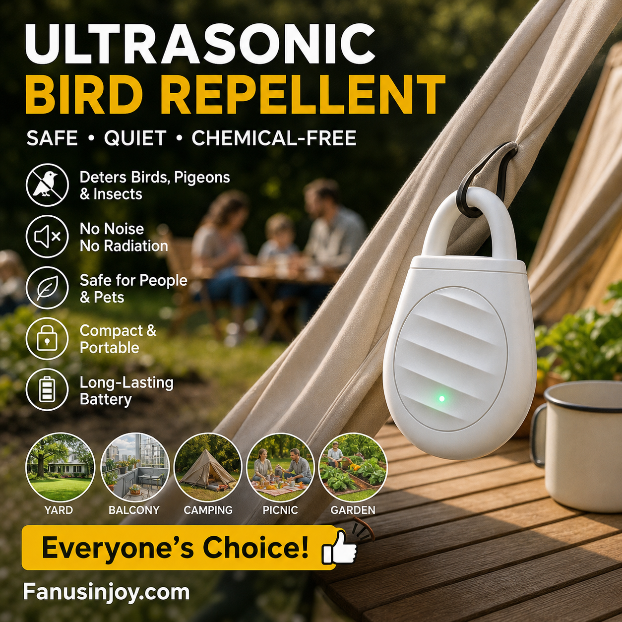 ‼️No more trouble from birds, beasts and locusts！Portable Ultrasonic Bird Repellent Keychain