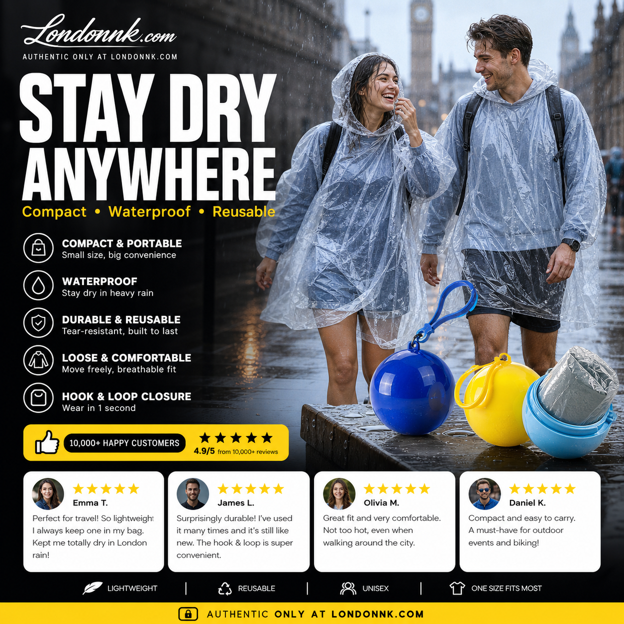 🥳 BUY 1 GET 1 FREE! ☔Mini Ball Shape Disposable Raincoat – Ultra‑compact ball packaging fits in any bag, purse or glove box. Waterproof & easy to use – always ready for sudden showers! 🌧️✨