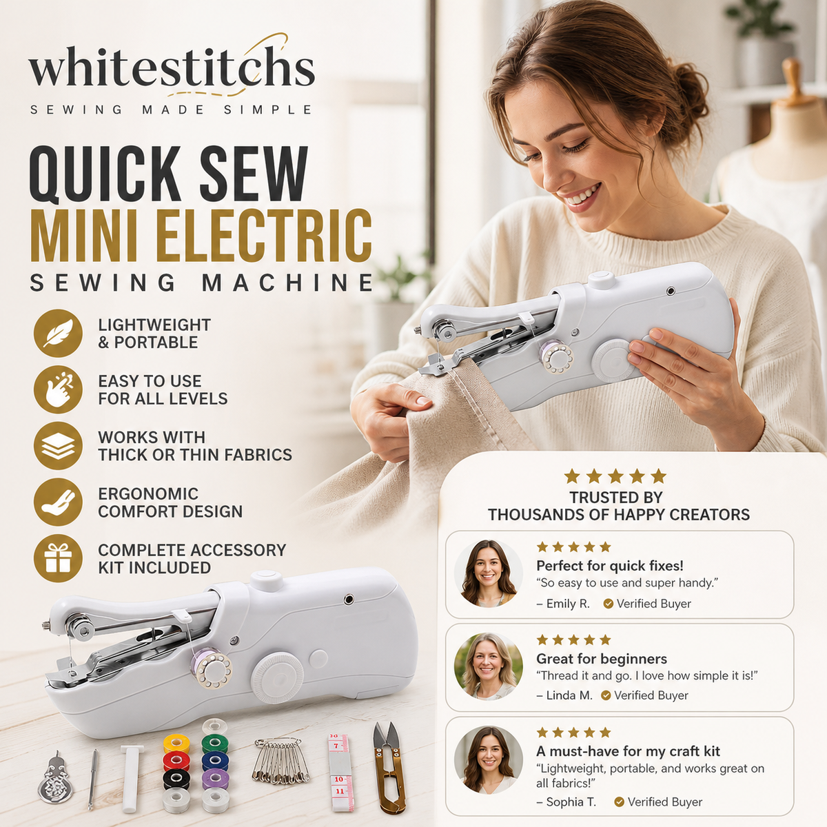 ⏳🔥LIMITED-TIME 50% OFF! ⏰🧵 Mini Electric Sewing Machine – Lightweight, Portable & Easy to Use! ✨
