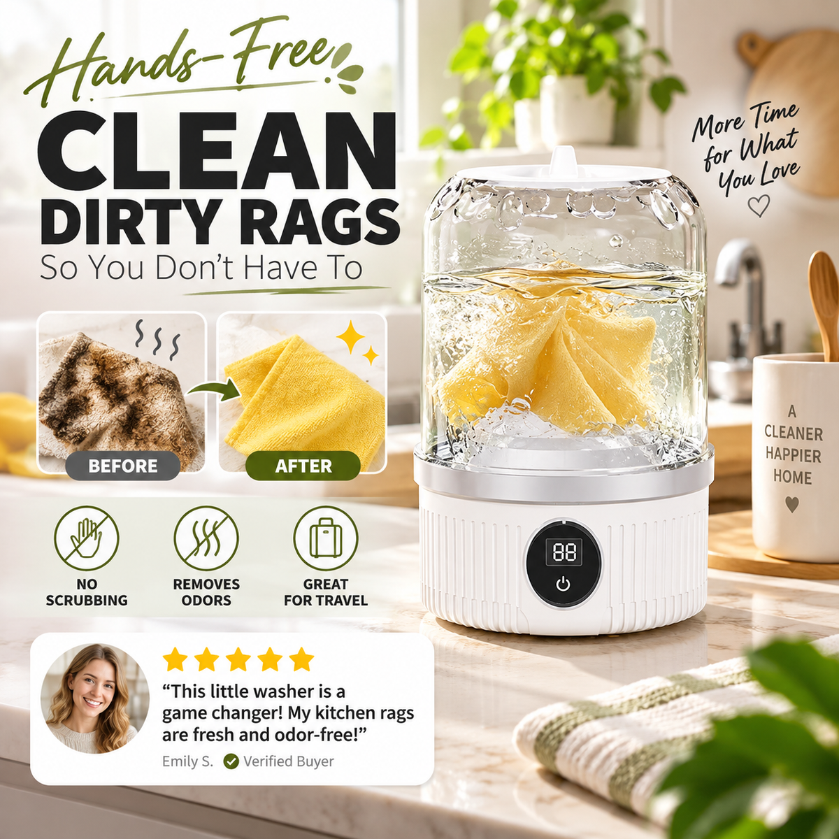 ⏳🔥LIMITED-TIME 50% OFF! ⏰🎁Free your hands🥰Wireless Charging Mini Washing Machine🌀