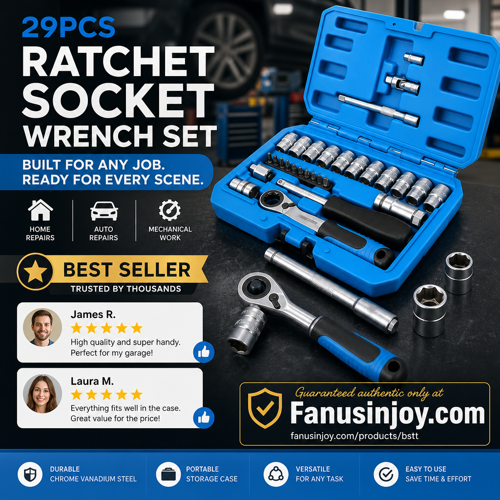 ⏳🔥LIMITED-TIME 50% OFF! ⏰29pcs Core Ratchet Socket Wrench Kit – Chrome‑vanadium steel, 11 sockets & 10 bits. Perfect for car repairs & DIY 🛠️✨