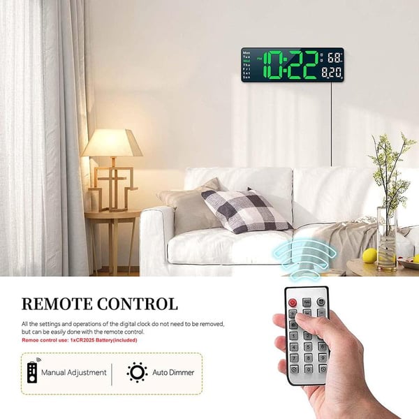 🎁2026 New Arrivals 50% OFF💥16" Large Digital Clock with Temperature, Date, Auto DST, Night Light, Auto Brightness Dimmer