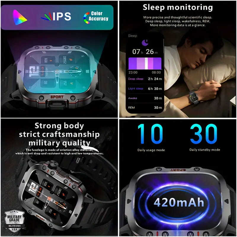 📢📢50% OFF !! ⏰Rugged Outdoor Smart Watch - 100+ Sports Modes