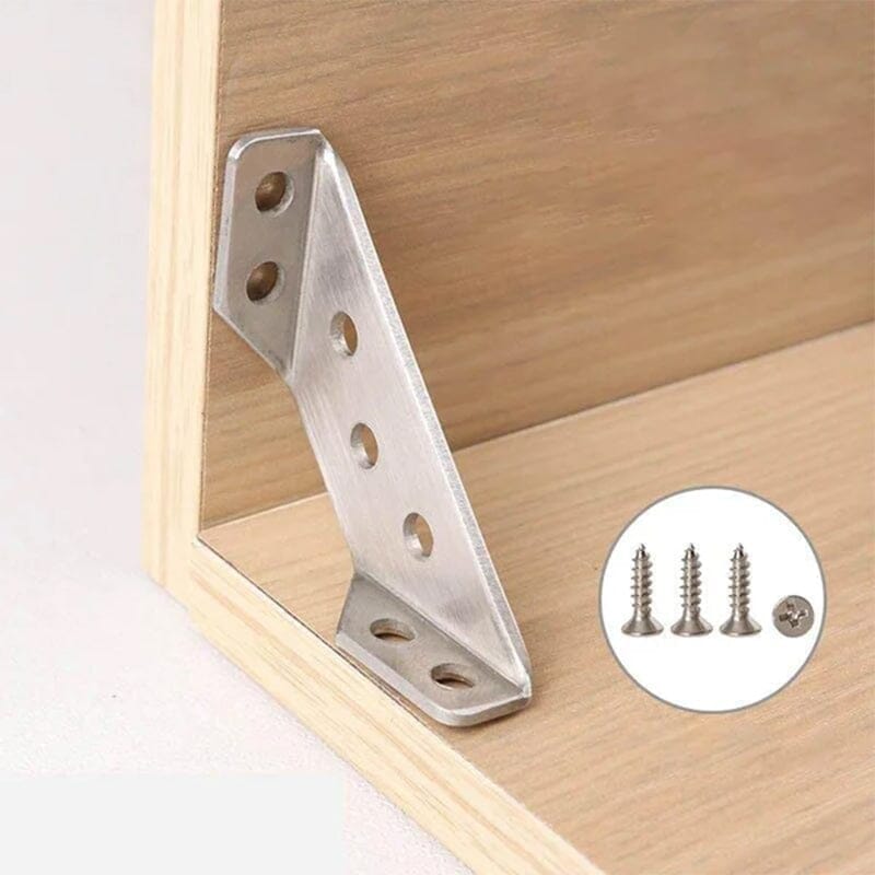 ⏰UNIVERSAL STAINLESS STEEL FURNITURE CORNER BRACES — Triangular Stability Reinforcement | Rust-Proof Structural Support & Easy Install 🔧