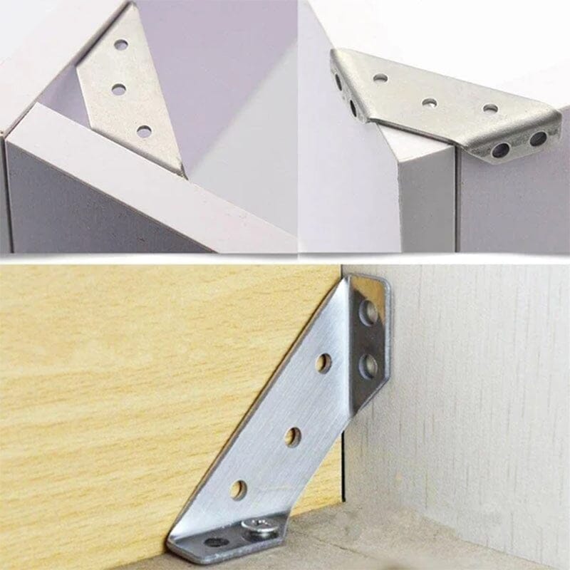 ⏰UNIVERSAL STAINLESS STEEL FURNITURE CORNER BRACES — Triangular Stability Reinforcement | Rust-Proof Structural Support & Easy Install 🔧