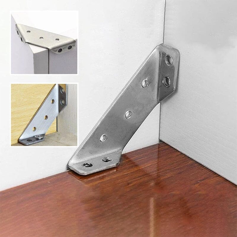 ⏰UNIVERSAL STAINLESS STEEL FURNITURE CORNER BRACES — Triangular Stability Reinforcement | Rust-Proof Structural Support & Easy Install 🔧