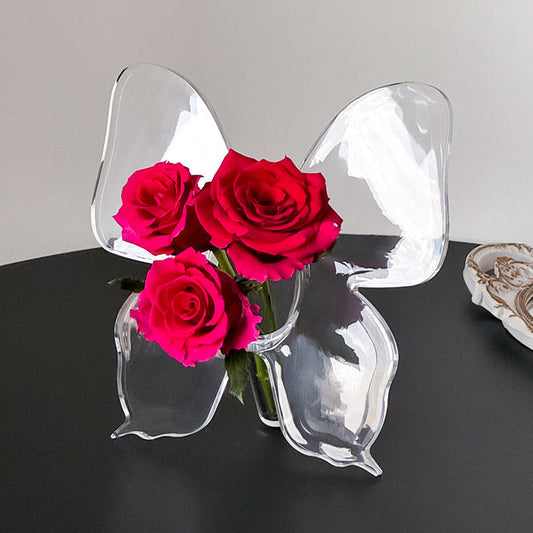 Transparent Butterfly-Inspired Decorative Vase