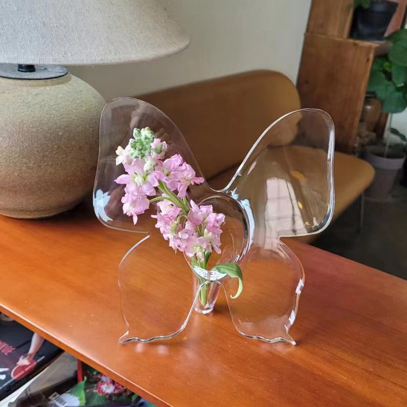 Transparent Butterfly-Inspired Decorative Vase