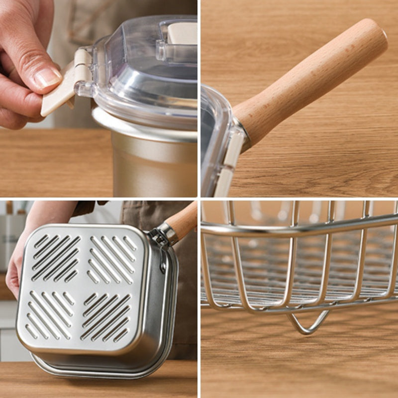 Multifunctional cooking set for frying: deep fryer, hob, fresh food storage and vegetable washing
