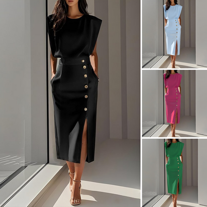 👗 60% OFF NOW! 💃 Slit Midi Skirt – Draped Fabric with a Slight Waist Tuck, Elegant & Versatile ✨