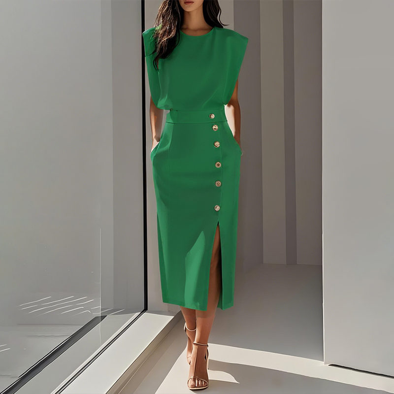 👗 60% OFF NOW! 💃 Slit Midi Skirt – Draped Fabric with a Slight Waist Tuck, Elegant & Versatile ✨