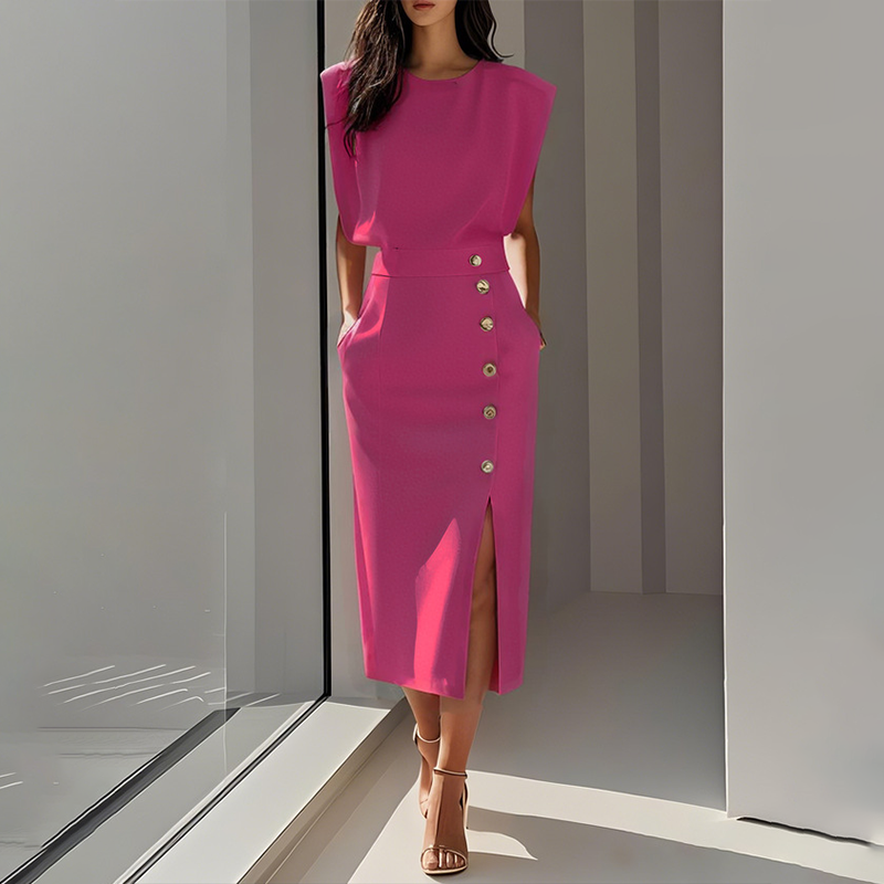 👗 60% OFF NOW! 💃 Slit Midi Skirt – Draped Fabric with a Slight Waist Tuck, Elegant & Versatile ✨