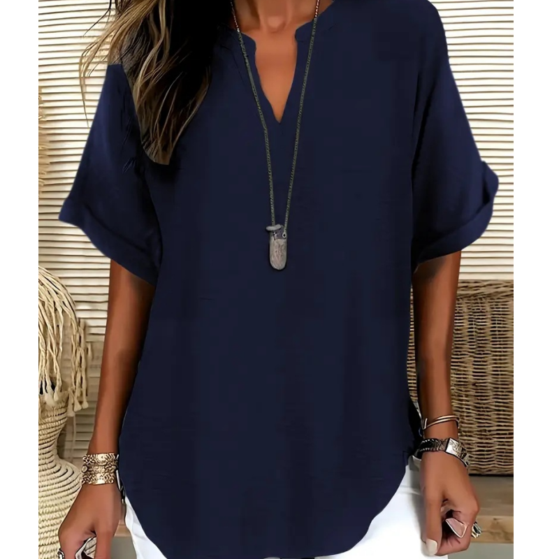 🌸Spring sale: 50% off👕Stylish top in plain fabric with short sleeves