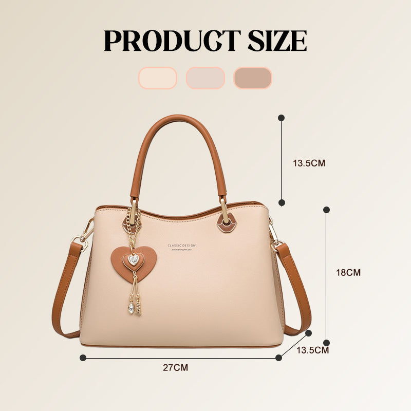 👜 LIMITED-TIME 50% OFF! ✨Elegant Heart Charm Tote Bag | Soft Faux Leather Crossbody with Adjustable Strap | Spacious Women's Shoulder Handbag💖