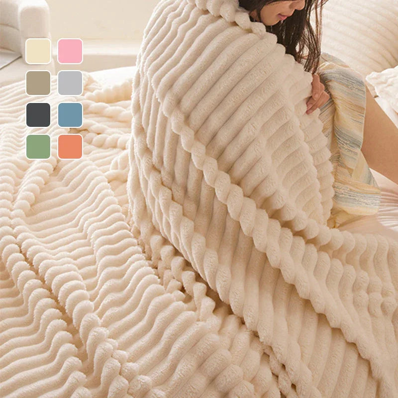 🎁🎁LAST DAY SPECIAL PRICE!🎅Super Soft Fur Ribbed Fleece Throw Blanket⛄🔥