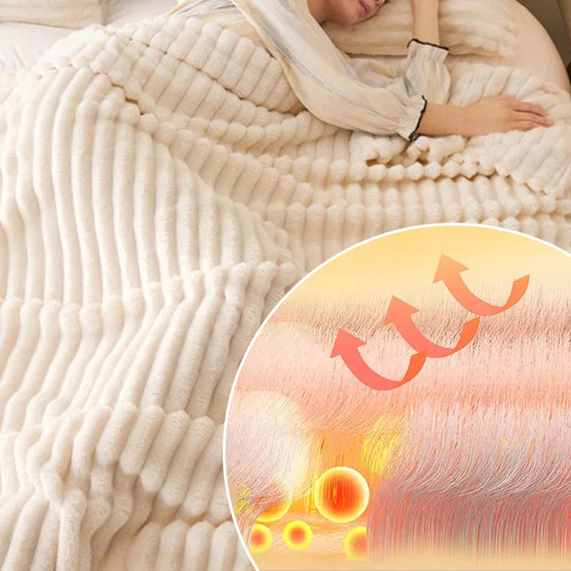 🎁🎁LAST DAY SPECIAL PRICE!🎅Super Soft Fur Ribbed Fleece Throw Blanket⛄🔥