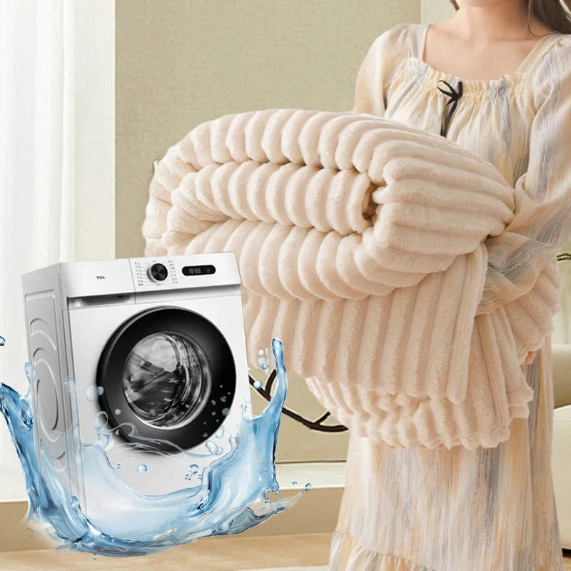 🎁🎁LAST DAY SPECIAL PRICE!🎅Super Soft Fur Ribbed Fleece Throw Blanket⛄🔥