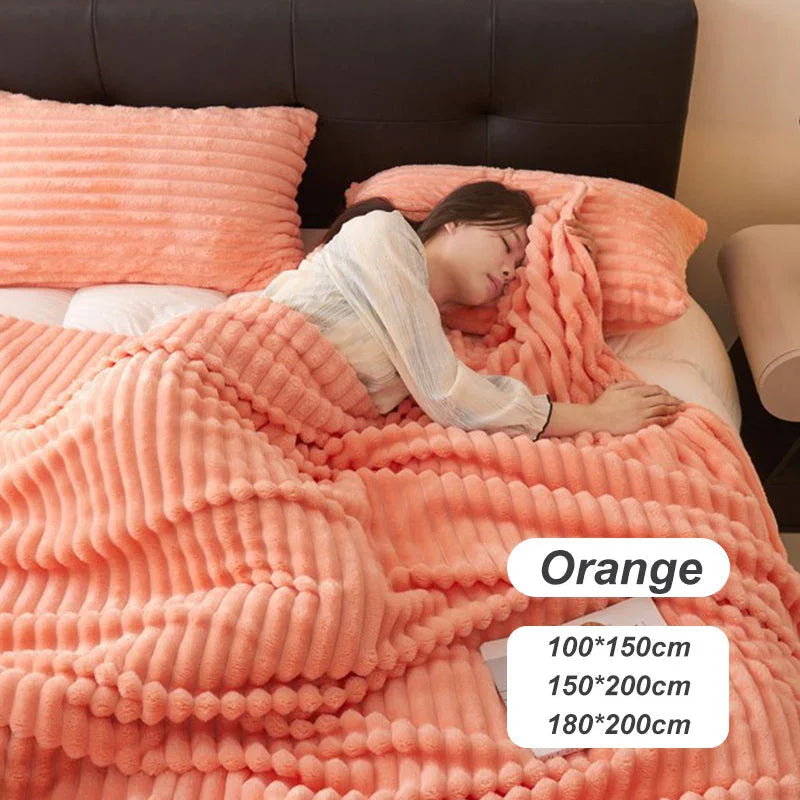 🎁🎁LAST DAY SPECIAL PRICE!🎅Super Soft Fur Ribbed Fleece Throw Blanket⛄🔥