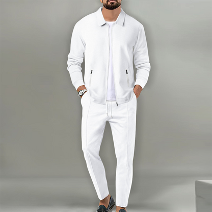 Men’s Stylish Lapel Jacket & Jogger Pants 2-Piece Set