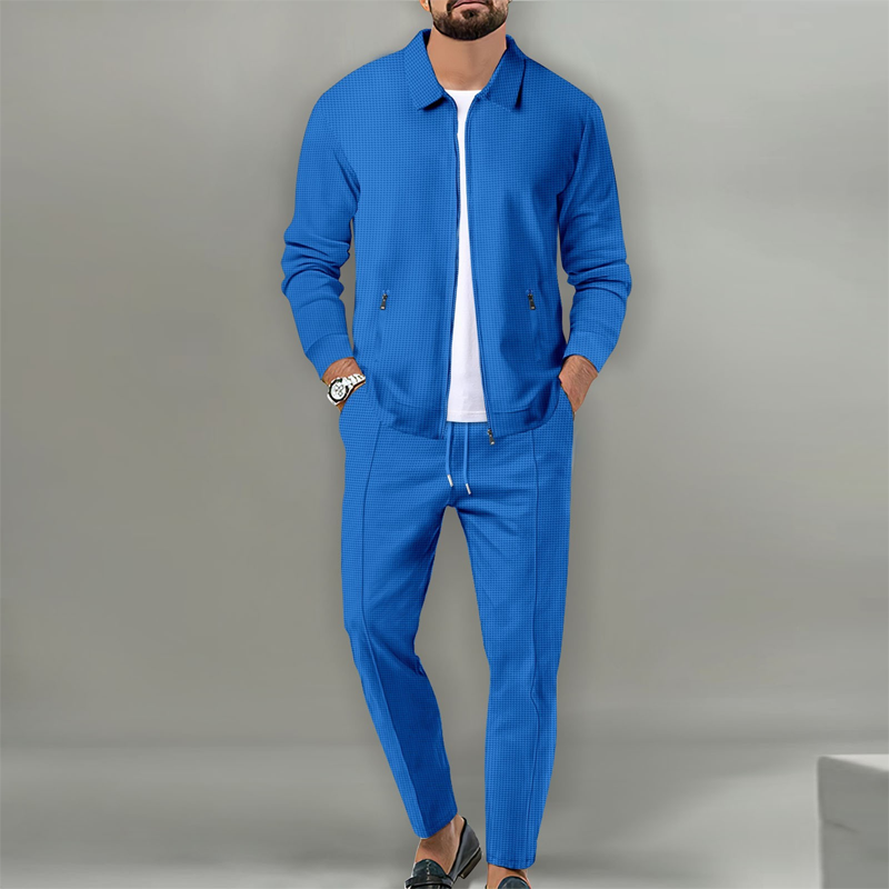 Men’s Stylish Lapel Jacket & Jogger Pants 2-Piece Set