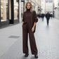 ⏳Time-Limited Special⏰Women's 2-piece set – Asymmetrical sweater + wide-leg pants, relaxed fit and soft fabric, ultra comfortable 👚✨