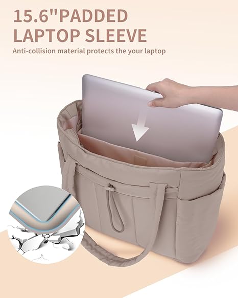 🎉 2026 Sale — Over 89,000 Sold! 👜 Wandering Nature Puffer Tote Bag – Cup Holder & Laptop Compartment 🎒