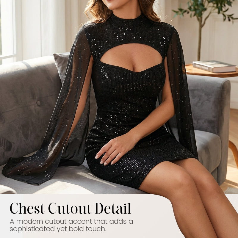 💃2026 New Arrivals 40% OFF💥Women's Cutout Ribbed Dress with Chiffon Cape