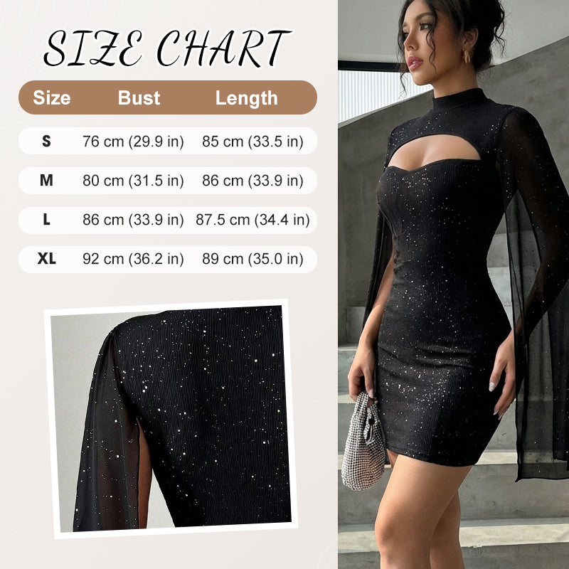 💃2026 New Arrivals 40% OFF💥Women's Cutout Ribbed Dress with Chiffon Cape