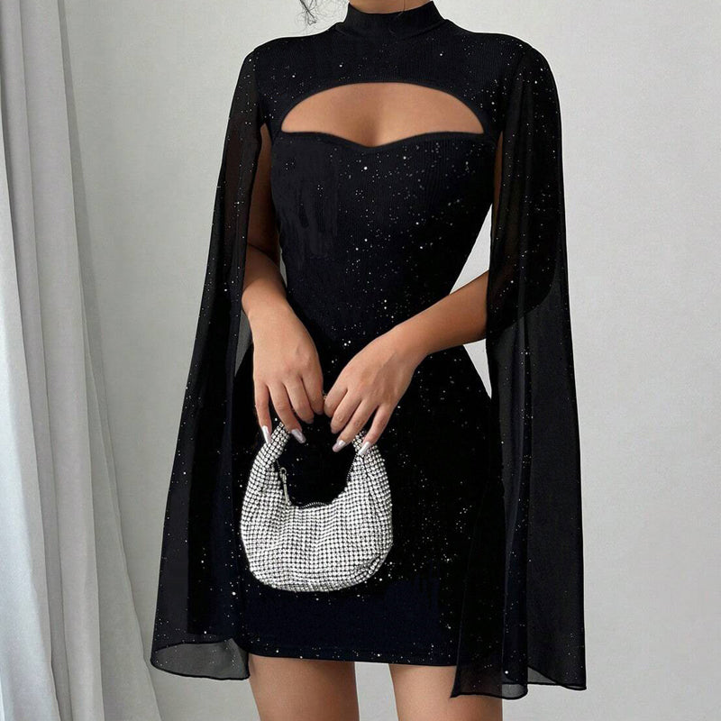 💃2026 New Arrivals 40% OFF💥Women's Cutout Ribbed Dress with Chiffon Cape
