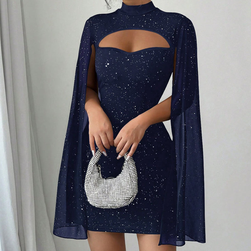 💃2026 New Arrivals 40% OFF💥Women's Cutout Ribbed Dress with Chiffon Cape