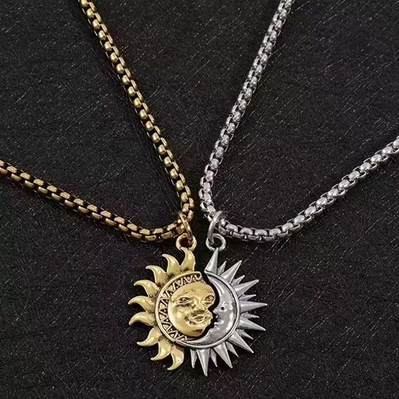 ⏳Time-Limited Special⏰ Sun & Moon Pendant Necklace Set – Symbolic Couple Jewelry, Asymmetrical Design & Meaningful Gift ✨