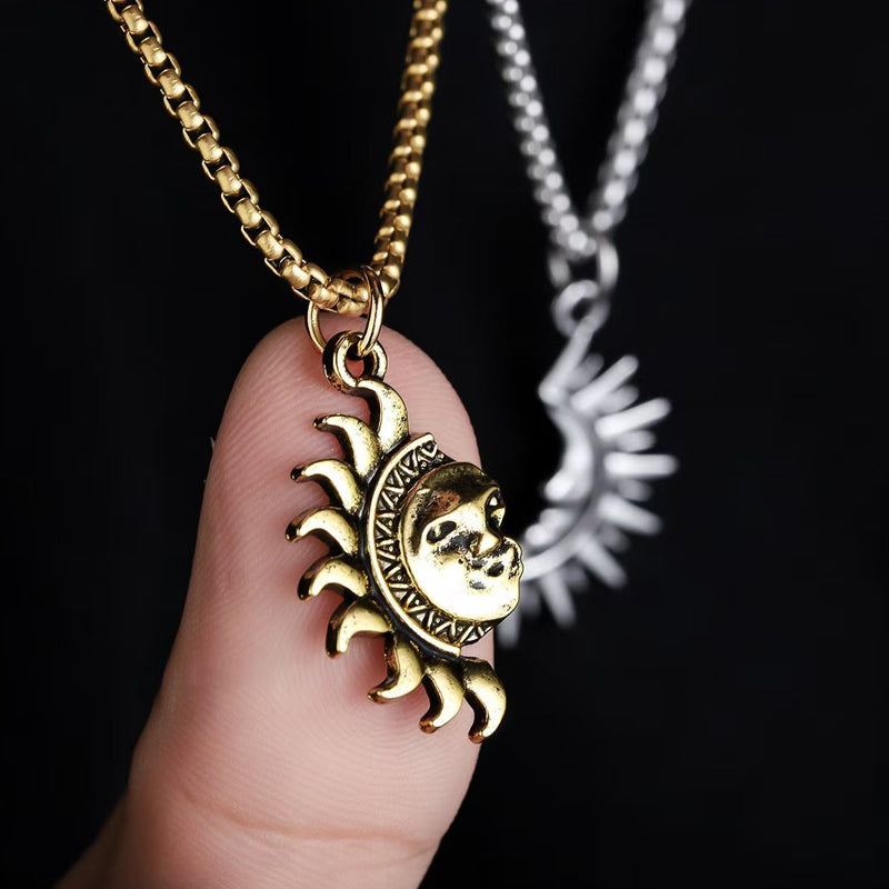 ⏳Time-Limited Special⏰ Sun & Moon Pendant Necklace Set – Symbolic Couple Jewelry, Asymmetrical Design & Meaningful Gift ✨