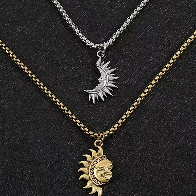 ⏳Time-Limited Special⏰ Sun & Moon Pendant Necklace Set – Symbolic Couple Jewelry, Asymmetrical Design & Meaningful Gift ✨