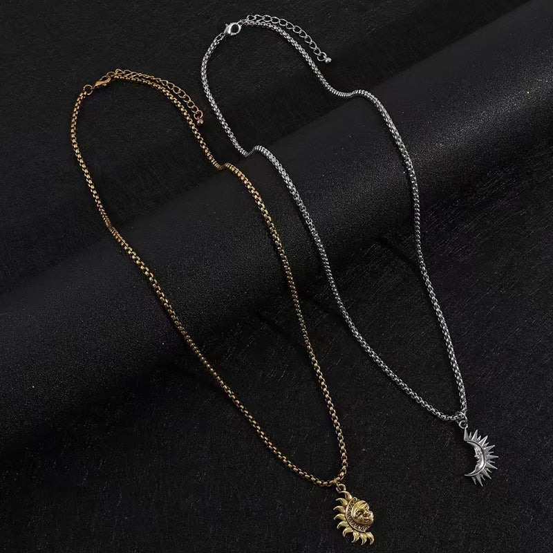 ⏳Time-Limited Special⏰ Sun & Moon Pendant Necklace Set – Symbolic Couple Jewelry, Asymmetrical Design & Meaningful Gift ✨