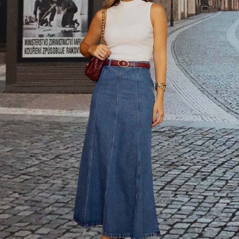 🔥Spring Limited Sale 50%Off!!✨Women's High-Waist A-Line Denim Maxi Skirt💞
