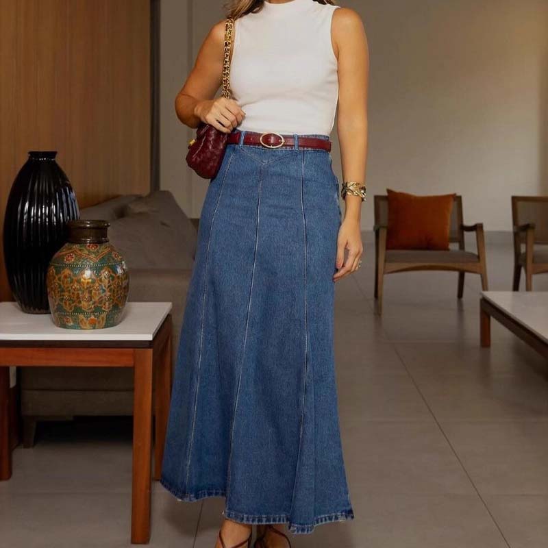 🔥Spring Limited Sale 50%Off!!✨Women's High-Waist A-Line Denim Maxi Skirt💞
