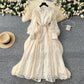 💖Vintage Embroidered Lantern Sleeve Dress & Free shipping✈️