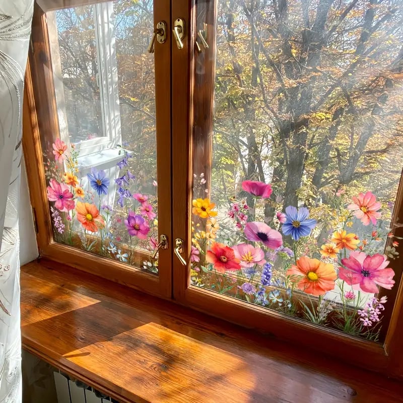 ✨LAST DAY SALE 50% OFF!💐Colorful Floral Bouquet Window Sticker🖼️