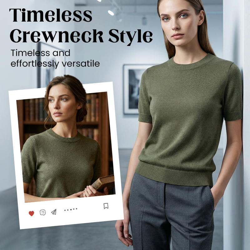 🎁New arrival 50% OFF💥Women's Crew Neck Short Sleeve Knit Top