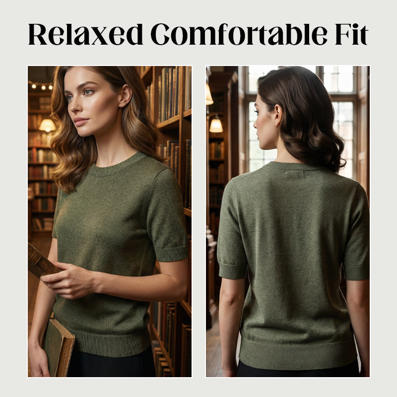 🎁New arrival 50% OFF💥Women's Crew Neck Short Sleeve Knit Top
