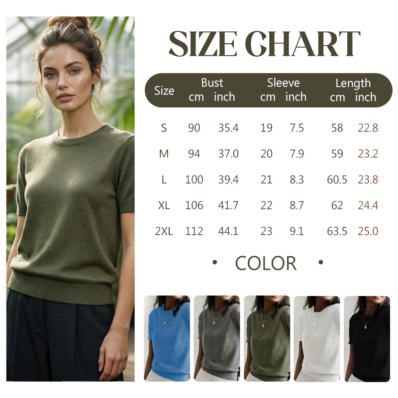 🎁New arrival 50% OFF💥Women's Crew Neck Short Sleeve Knit Top