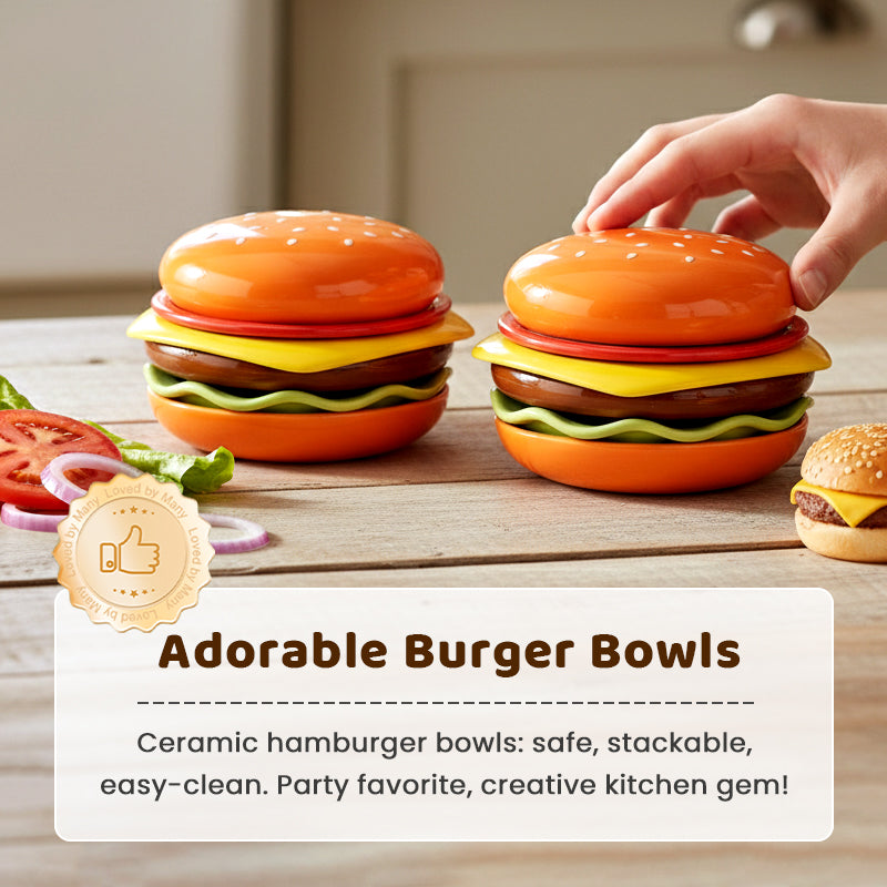 6-Piece Stackable Hamburger Ceramic Dipping Bowl Set
