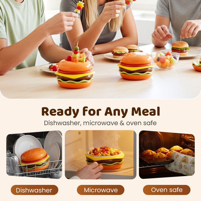 6-Piece Stackable Hamburger Ceramic Dipping Bowl Set