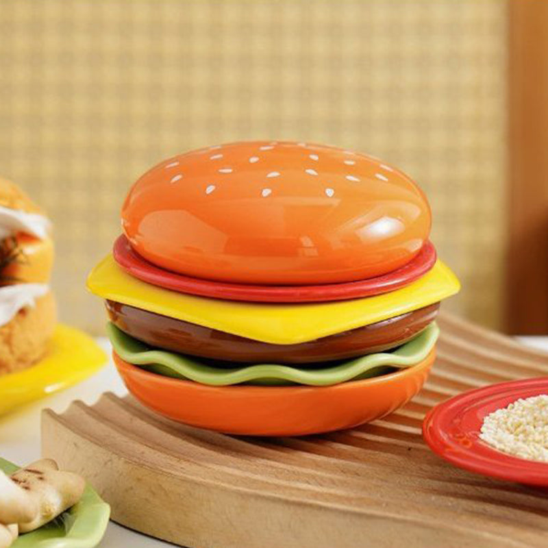 6-Piece Stackable Hamburger Ceramic Dipping Bowl Set