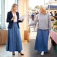 ⏳Limited-time 57% off⏰Vintage Button-Front A-Line Denim Skirt👗