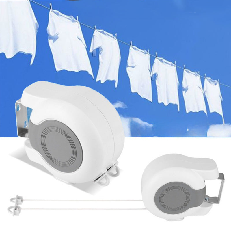 Invisible retractable clothesline with double line