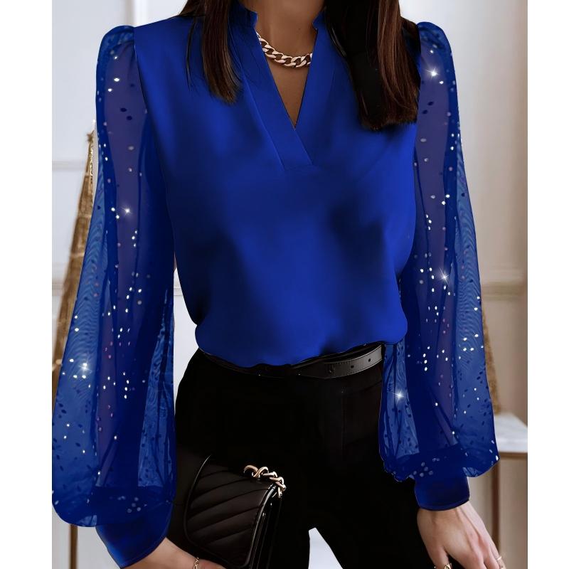 🎁New arrival 50% OFF💥V-Neck Top with Sheer Sequin Sleeves