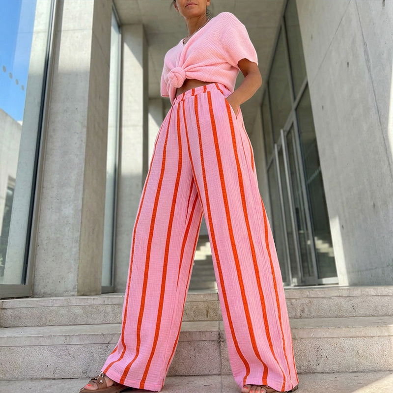 🎁New arrival 52% OFF💥Women's Striped Wide-Leg Casual Pants